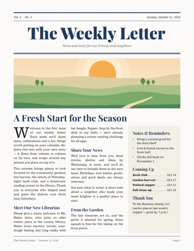 The Simple Newsletter template